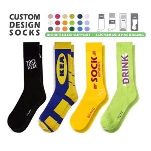No MOQ Free Design OEM Personalized Fashion Crew Custom Design Socks Bamboo Cotton Dress Sock Men Custom logo Socks