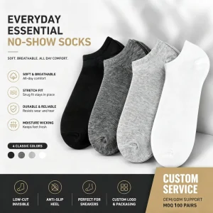 No Show Ankle Socks Men Women Cotton Blend Breathable Anti Slip Low Cut Socks 4 Colors Casual Sports Socks OEM ODM Custom Logo
