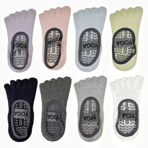 No Show Five Toe Pilates Socks Anti Slip Silicone Sole Custom Own Brand Pilates Grip Socks