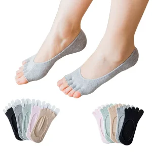 No Show Running Five Fingers Invisible Liner Boat Cotton Ankle Toe Socks for Women Ladies