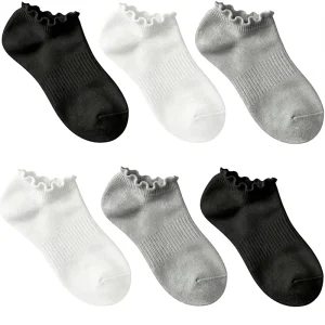 No Show Socks for Women Ruffle Socks Low Cut Socks Cute Ankle Frilly Short Cotton Socks
