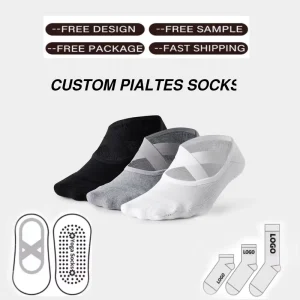 No Show Solid Socks Anti slip Ankle Low Cut Cotton Tape Design Sports Grip Socks for Yoga Pilates