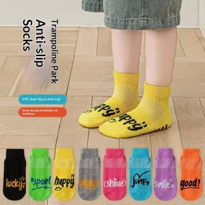 Non-Slip Children’s Playground Socks Thin Breathable Polyester Jacquard for Trampoline Baby Early Education Parent-Child Sports