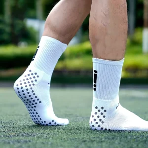 Non Slip Cushion Professional Football Socks Crew Thick Terry Custom Logo Grip Socks for Soccer