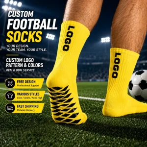 Non Slip Dot Grip Compression Soccer Socks Breathable Thick Terry Professional Sports Football Socks Custom