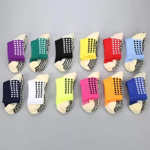 Non Slip Grip Athletic Crew Socks with Silicone Grips Cushioned Sports Socks for Basketball Fitness Training