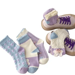 Non Slip Grip Crew Thin Cute Baby Kids Socks Soft Combing Cotton Cartoon Animal Themed Toddler Socks for School