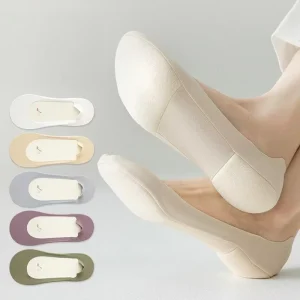 Non Slip Seamless No Show Socks Cushion Sole Sweat Absorbent Low Cut Invisible Boat Socks for Women Flats Loafers