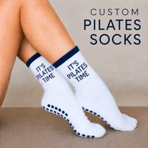 Non Slip Socks Custom Logo Breathable Cotton Ribbed Crew Grip Socks for Pilates Yoga and Studio Workouts