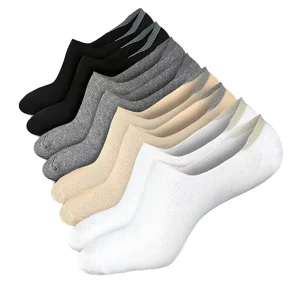 Non slip Low Cut No Show Socks for Men Women Breathable Combed Cotton Invisible Liner Socks with Silicone Heel Grip Bulk