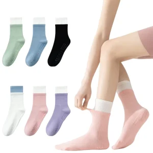 Non-slip Professional Women’s Color-block Fitness Pilates Socks Solid Cotton Women’s Socks Solid Yoga Socks