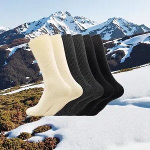 Nordic Men Women Unisex Thermal Thick Bamboo Camel Cashmere Merino Wool Walking Hiking Sports Socks for Winter