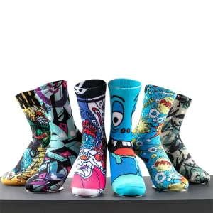 Novelty Men Colorful Sports Cartoon Character Custom Printed Socks