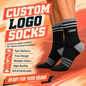 ODM Custom High Elastic Sport Socks Jacquard Logo Running Hiking Sport Sock Knit Cotton Crew Sock for Gym Sport Training