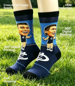 ODM-made 360 Digital Printed Casual Cartoon Socks Seamless Antibacterial Breathable Socks For Daily Training
