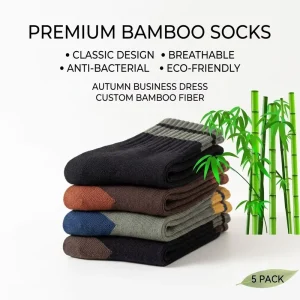 OEKO TEX Certified Sustainable Cotton Bamboo Fiber Blend Anti bacterial Breathable Custom Logo Crew Bamboo Socks