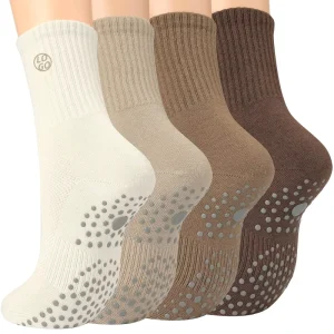 OEM 100% Cotton Crew Yoga Socks Custom Design Logo Colorful Anti slip Gym Pilates Cushion for Autumn Exercise