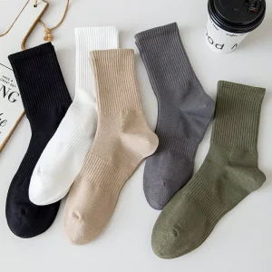 OEM Chaussettes Breathable Cotton Solid Color Customize Cotton Plain Men Socks Designs