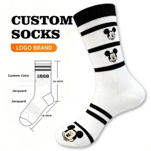 OEM Crew Men Tube Socks Customize Knitted Design Made Custom Logo High Quality Cotton Sport Athletic Socks