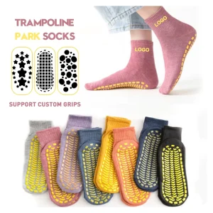 OEM Custom Adult Children’s Anti Slip Trampoline Socks Playground Anti Slip Grip Socks Custom Non Slip Park Trampoline Socks