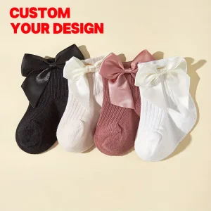 OEM Custom Baby Newborn Spring Knitted Breathable Cotton Korean Style Bowknot Princess Girls Children’s Socks