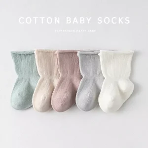 OEM Custom Combed Cotton Baby Socks Seamless Toe Soft Newborn Infant Crew Socks