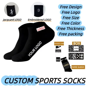 OEM Custom Cotton Ankle Crew Socks for Men Women Embroidered Logo Tennis Running Sport Socks Custom Design