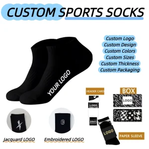 OEM Custom Cotton Crew Ankle Socks Unisex Custom Design Embroidered Logo Sports Socks for Tennis Running Daily Wear