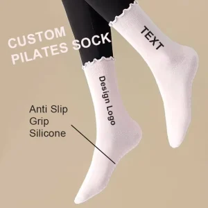 OEM Custom Cotton Pilates Sock Women’s Anti Slip Grip Socks Crew Non Slip Yoga Ruffle Sock With Design Custom Logo
