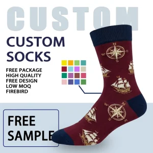 OEM Custom Designed Men’s Cotton Dress Socks Funny Casual Style with Crazy Logo All Over Socks for Men