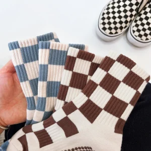 OEM Custom Grip Socks Non Slip Yoga Socks Checkerboard Pattern Knitted Pilates Grip Socks Women Socks for Daily Indoor Studio