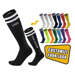 OEM Custom Knee High Tube Socks for Men and Kids Casual Anti Slip Sports Socks for Football Baseball Soccer in Stock