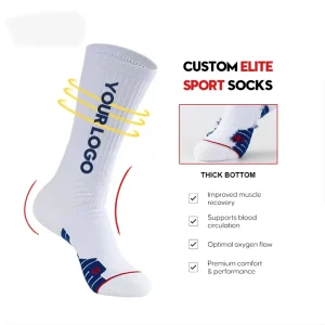 OEM Custom Logo Crew Athletic Basketball Running Sport Socks Quick Dry Cotton Knitted Men White Basketball Socks