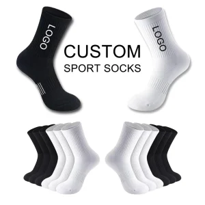 OEM Custom Logo Crew Socks for Men 100% Cotton Casual Sport Running Cycling Basketball Socks Fast Sample Low MOQ Custom Socks
