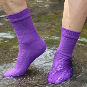 OEM Custom Logo Factory Price Purple 3 Layer Breathable Mid Calf Waterproof Socks for Men Women Hiking Fishing Cycling Outdoor
