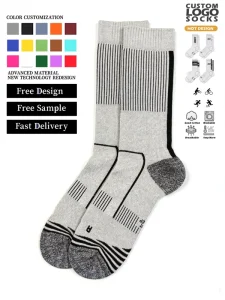 OEM Custom Logo Men’s Sports Socks Breathable Soft Cotton Crew Socks for Gym & Training