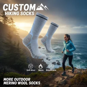 OEM Custom Logo Merino Wool Hiking Socks Thick Thermal Cushioning Outdoor Sports Trekking Winter Warm Crew Socks Factory