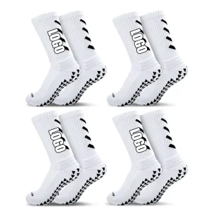 OEM Custom Logo Sports Crew Anti Slip Breathable Socks Running Athletic Knitted Non Slip Sports Football Socks