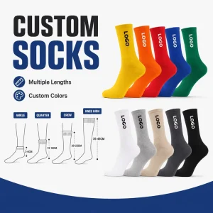 OEM Custom Logo Youth Spring Knitted Cotton Crew Socks Lightweight Smooth for Travel and Leisure Activities
