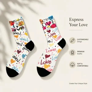 OEM Custom Print On Demand Cotton Crew Socks Unlimited Design Your Logo Artwork Personalized Private Label Bulk Socks