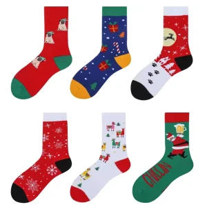 OEM Cute Snowman Elk Pattern Soft Cotton Knitted Christmas Decoration Socks Festive New Year Celebration Bulk