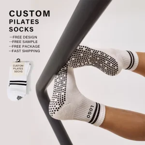 OEM Design Custom Logo Cotton Women Ruffle Anti Slip Yoga Pilates Embroidery Grip Yoga Socks