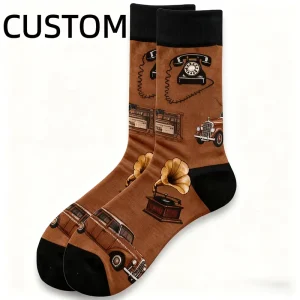 OEM Design Your Own Fancy Novelty Embroidery Sock Men Pattern Logo Chaussettes Customize Cotton Unisex Crew Logo Socks