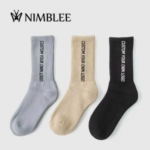 OEM Designer Fashion Custom Mens Knit Embroidered Cotton Cycling Outdoor Sport Unisex Crew Socks Logo Custom