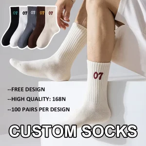 OEM Designer Unisex Running Sports Socks Embroidery Logo Male Cotton Custom Crew Socks