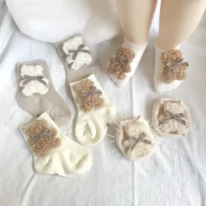 OEM Factory New Baby Infant Socks Cute Bear Newborn Boy Girls Short Sock Kids Toddler Soft Cotton Animal Design Children’s