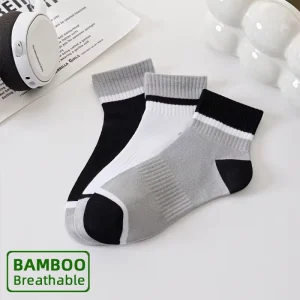OEM Fashion Design Cotton Bamboo Men Quarter Socks Custom LOGO Sports Contrast Color Short Socks