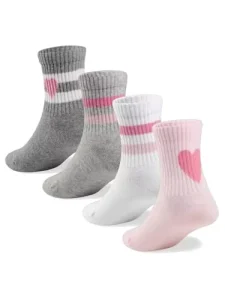 OEM Girls 4 12 Years Crew Athletic Breathable Heart Striped Combed Cotton Casual Seamless School Uniform Socks