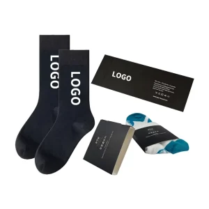 OEM High Quality Embroidered Print Socks Customised Cotton Unisex Men Logo Custom Crew Socks With Packaging