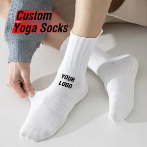 OEM High Quality Men’s Boneless Trampoline Socks Custom Non Slip High Compression Tube Socks for Pilates Bottom Yoga Socks